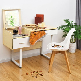 Costway 95418763 Square Mirror Makeup Dressing Table with Flip Top