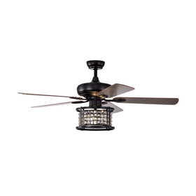 Costway 95824076 52 Inch 3-Speed Crystal Ceiling Fan Light with Remote Control-Black