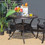 Costway 96703218 36 Inch Patio Round Dining Bistro Table with Umbrella Hole-Brown