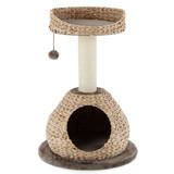 Costway 96718532 28 Inches Hand-Made Cat Tree Tower with Jump Platform-Coffee