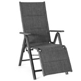 Costway 98062471 Aluminum Frame Adjustable Outdoor Foldable Reclining Padded Chair-Gray