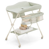 Costway 24679813 Baby Diaper Changing Table with Water Basin Wheel-Green