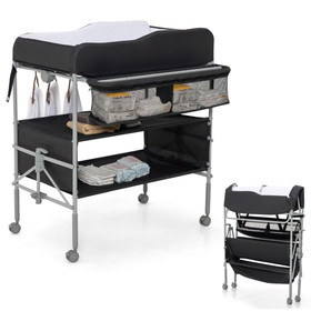 Costway 42178693 Portable Baby Changing Table with Wheels and 4-position Adjustable Heights
