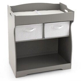 Costway 82619345 Baby Changing Table with 2 Drawers and Large Storage Bin-Gray