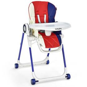 Costway 42310968 Baby High Chair Foldable Feeding Chair with 4 Lockable Wheels-Red