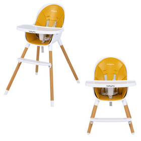 Costway 57263481 4-in-1 Convertible Baby High Chair Infant Feeding Chair with Adjustable Tray-Yellow