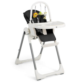 Costway 87264359 4-in-1 Foldable Baby High Chair with 7 Adjustable Heights and Free Toys Bar-Black