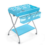 Costway 90153847 Baby Changing Table with Safety Belt and 4-side Defence-Blue