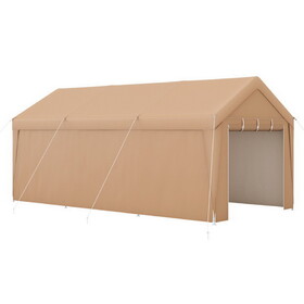 Costway 10 x 20 Feet Portable Garage Tent Carport with Galvanized Steel Frame-with Sidewall