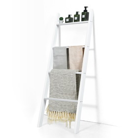 Costway 56480739 4-Tier Wall Leaning Ladder Shelf Stand-White