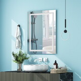 Costway 68573124 32 Inch x 24 Inch Bathroom Anti-Fog Wall Mirror with Colorful Light