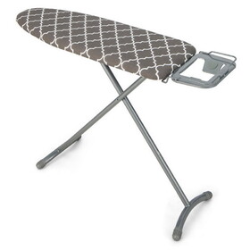 Costway 44 x 14 Inch Foldable Ironing Board with Iron Rest Extra Cotton Cover-Gray