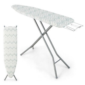 Costway 60 x 15 Inch Foldable Ironing Board with Iron Rest Extra Cotton Cover-Gray