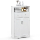 Costway 25697138 2 Doors Freeestanding Bathroom Floor Cabinet with 2 Drawers and Adjustable Shelves-White