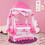 Costway 82309146 Portable Baby Playpen Crib Cradle with Carring Bag-Pink