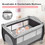 Costway 17240368 3-in-1 Portable Baby Playard with Zippered Door and Toy Bar-Gray