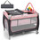 Costway 17240368 3-in-1 Portable Baby Playard with Zippered Door and Toy Bar-Pink