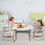 Costway 05629814 Kids Table and 2 Chairs Set with Storage Shelf-White