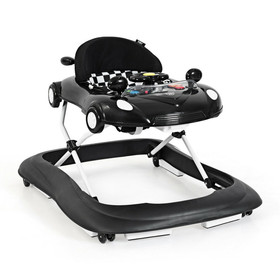 Costway 95364170 2-in-1 Foldable Baby Walker with Music Player and Lights-Black