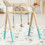 Costway 58964023 Portable 3 Wooden Newborn Baby Exercise Activity Gym Teething Toys Hanging Bar-Blue