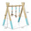 Costway 58964023 Portable 3 Wooden Newborn Baby Exercise Activity Gym Teething Toys Hanging Bar-Blue
