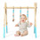 Costway 58964023 Portable 3 Wooden Newborn Baby Exercise Activity Gym Teething Toys Hanging Bar-Blue