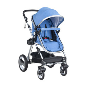 Costway 82596731 Folding Aluminum Baby Stroller Baby Jogger with Diaper Bag-Blue