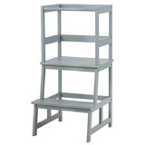 Costway 13597264 Kids Wooden Kitchen Step Stool with Safety Rail-Gray