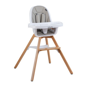 Costway 03864792 3-in-1 Convertible Wooden Baby High Chair-Gray