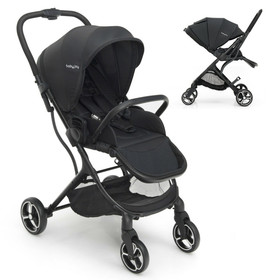 Costway 78143602 High Landscape Foldable Baby Stroller with Reversible Reclining Seat-Black