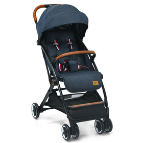 Costway 14083926 Lightweight Aluminium Frame Baby Stroller with Net-Blue