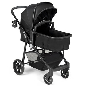Costway 94382650 2-in-1 Foldable Pushchair Newborn Infant Baby Stroller-Black