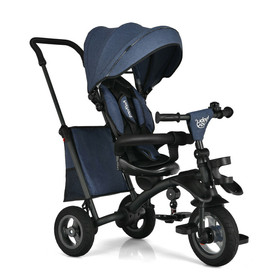 Costway 65821037 7-In-1 Baby Folding Tricycle Stroller with Rotatable Seat-Blue