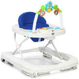Costway 38914206 2-in-1 Foldable Baby Walker with Adjustable Heights-Blue