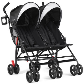 Costway 05147289 Foldable Twin Baby Double Stroller Ultralight Umbrella Kids Stroller-Black