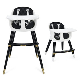 Costway 74916253 3-In-1 Adjustable Baby High Chair with Soft Seat Cushion for Toddlers-Black