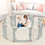 Costway 20645983 Foldable Baby Playpen 14 Panel Activity Center Safety Play Yard-Beige