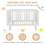 Costway 19267538 Rubber Wood Baby Crib with Adjustable Mattress Heights and Guardrails-White