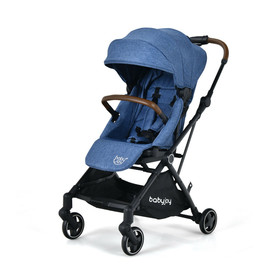 Costway 03469285 2-in-1 Convertible Aluminum Baby Stroller with Adjustable Canopy-Blue