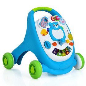 Costway 94028675 Sit-to-Stand Toddler Learning Walker with Lights and Sounds-Blue