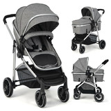 Costway 02593671 2-in-1 Convertible Baby Stroller with Reversible Seat-Gray