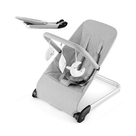 Costway 41362859 Foldable Baby Bouncer with Removable Fabric Cover and Toy Bar-Gray