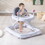 Costway 57326914 Foldable Baby Activity Walker with Adjustable Height and Detachable Seat Cushion-Gray