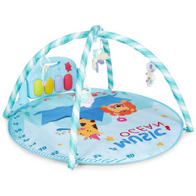 Costway 54832091 Baby Activity Play Piano Gym Mat with 5 Hanging Sensory Toys-Blue