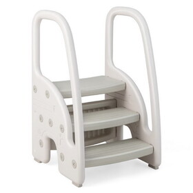 Costway 3-Step Stool with Safety Handles and Non-slip Pedals for Toddlers-Gray