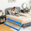 Costway 31027846 71 Inch Extra Long Swing Down Bed Guardrail with Safety Straps-Blue