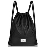Costway 12685793 Drawstring Backpack String Bag Foldable Sports Sack with Zipper Pocket-Black