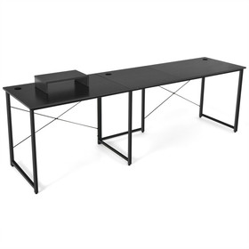 Costway 13602798 95 Inch 2-Person L-Shaped Long Reversible Computer Desk with Monitor Stand-Black