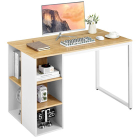Costway 96714358 Computer Desk with 5 Side Shelves and Metal Frame