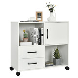 Costway 35427198 Mobile File Cabinet with Lateral Printer Stand and Storage Shelves -White